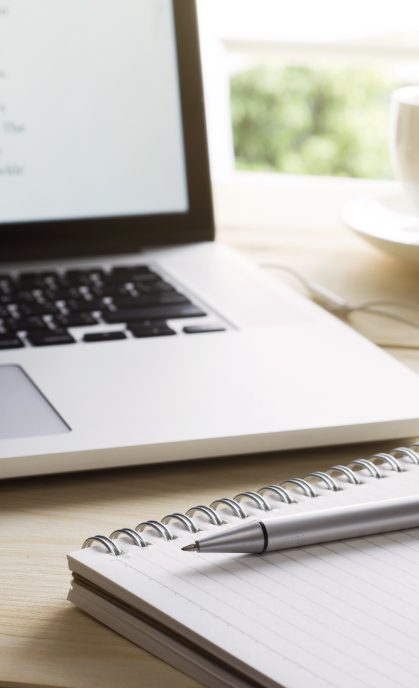 Pen,And,Notebook,With,Laptop.inspiration,Moment,workspace,Or,Coffee,Break,In